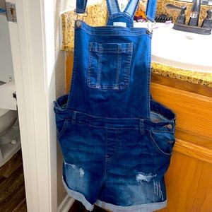 Plus size wax Jean denim overalls
